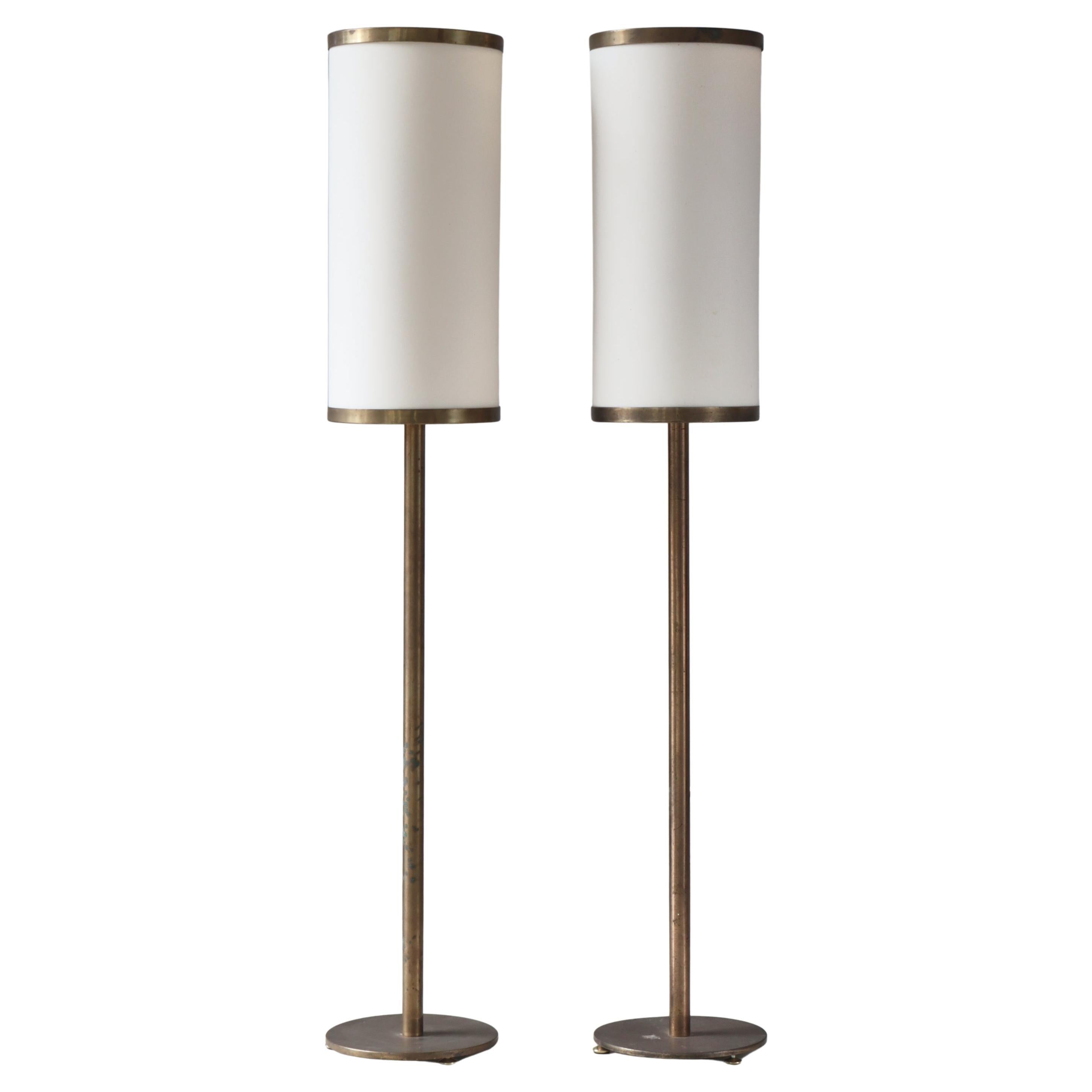 Danish Modern Large Floor Lamps in Patinated Brass by Kay Kørbing, 1960s