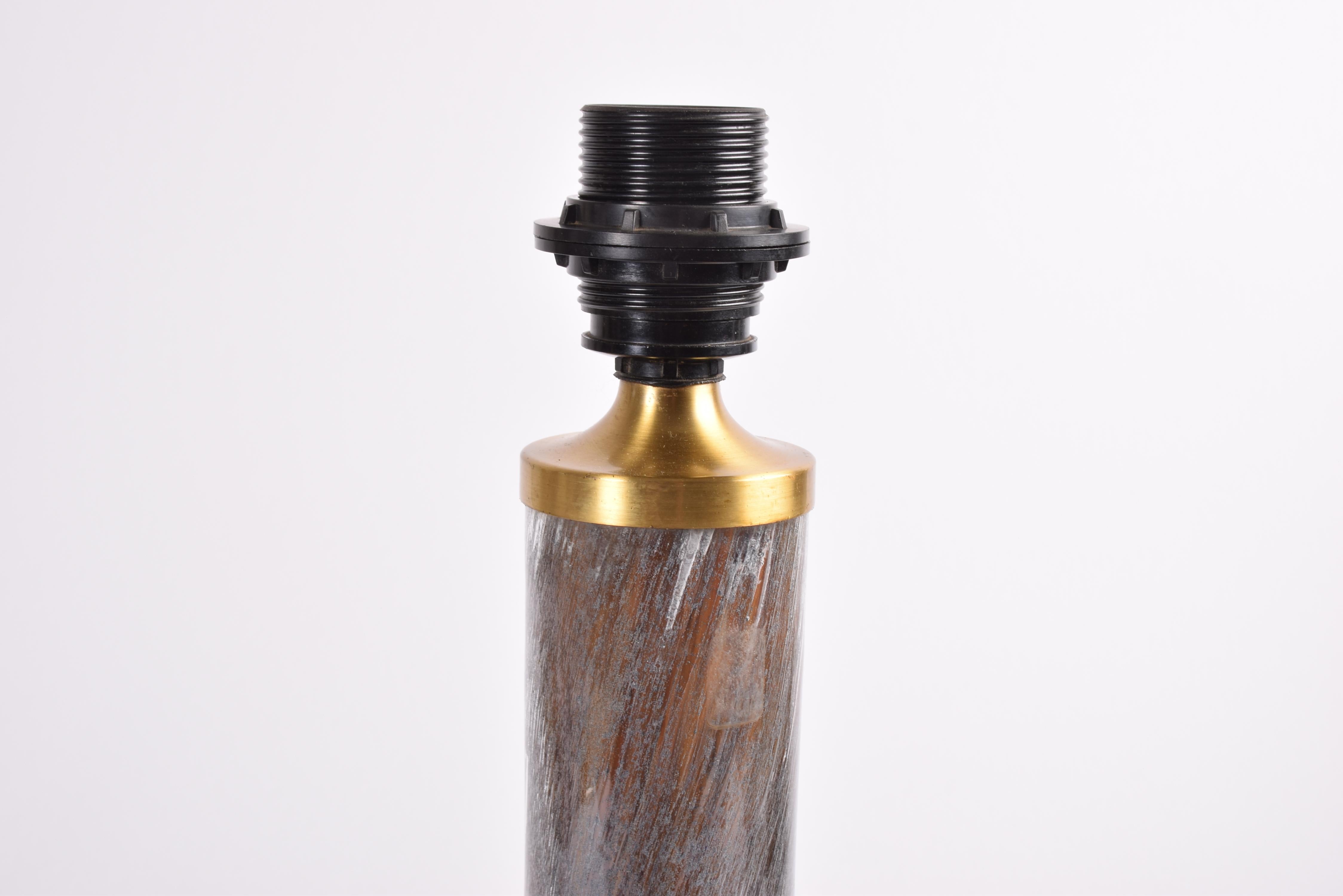 Mid-Century Modern Danish Holmegaard Tall “Troll” Glass Table Lamp with Shade Brown, 1970s to 1980s For Sale