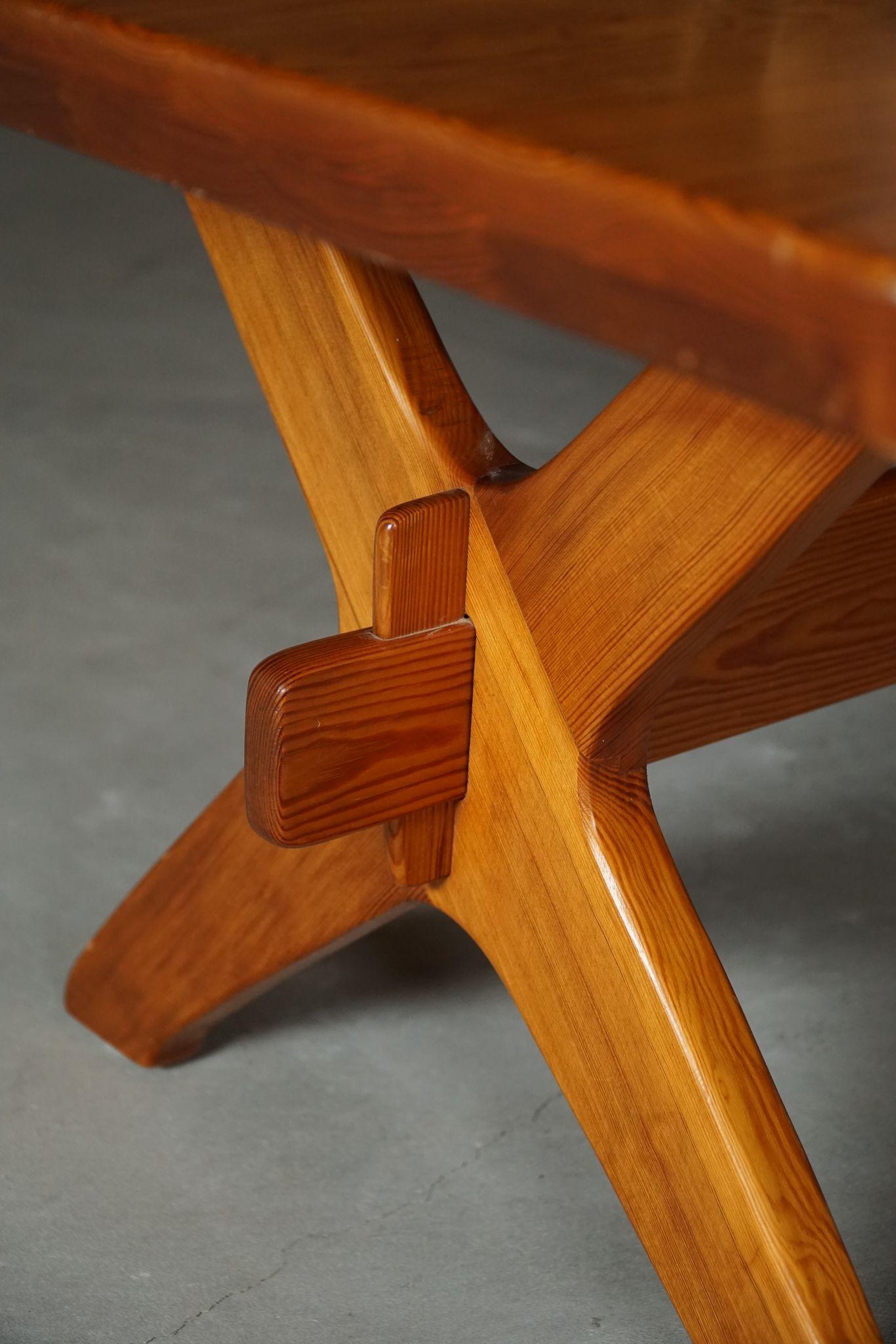 Grande table basse rectangulaire danoise moderne en pin massif, fin du 20ème siècle en vente 9