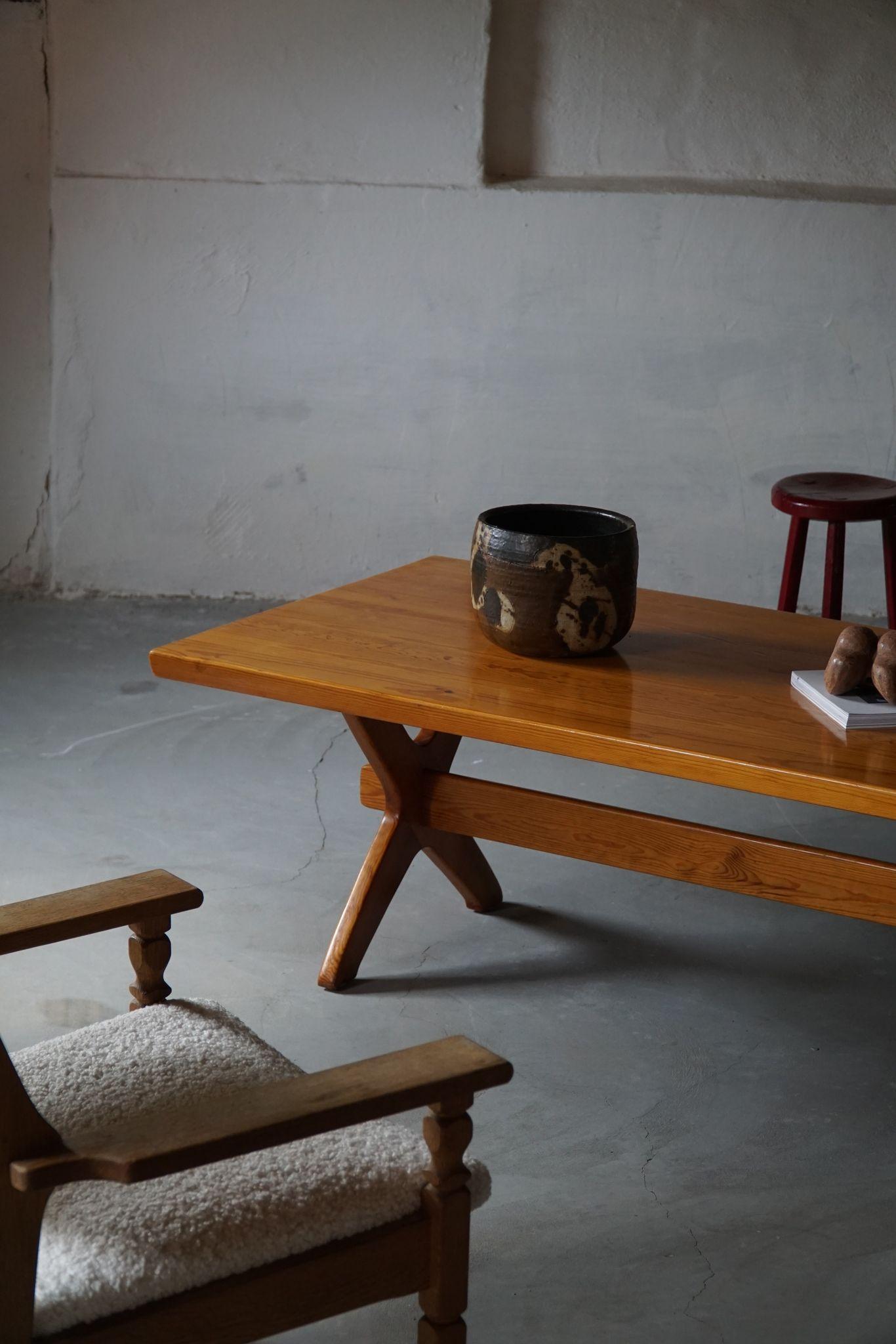 Scandinavian Modern Danish Modern Large Rectangular Coffee Table in Solid Pine, Late 20th Century