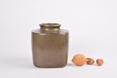 Valdemar Petersen Danish Modern Large Square Vase Khaki, Bing & Grøndahl 1960s