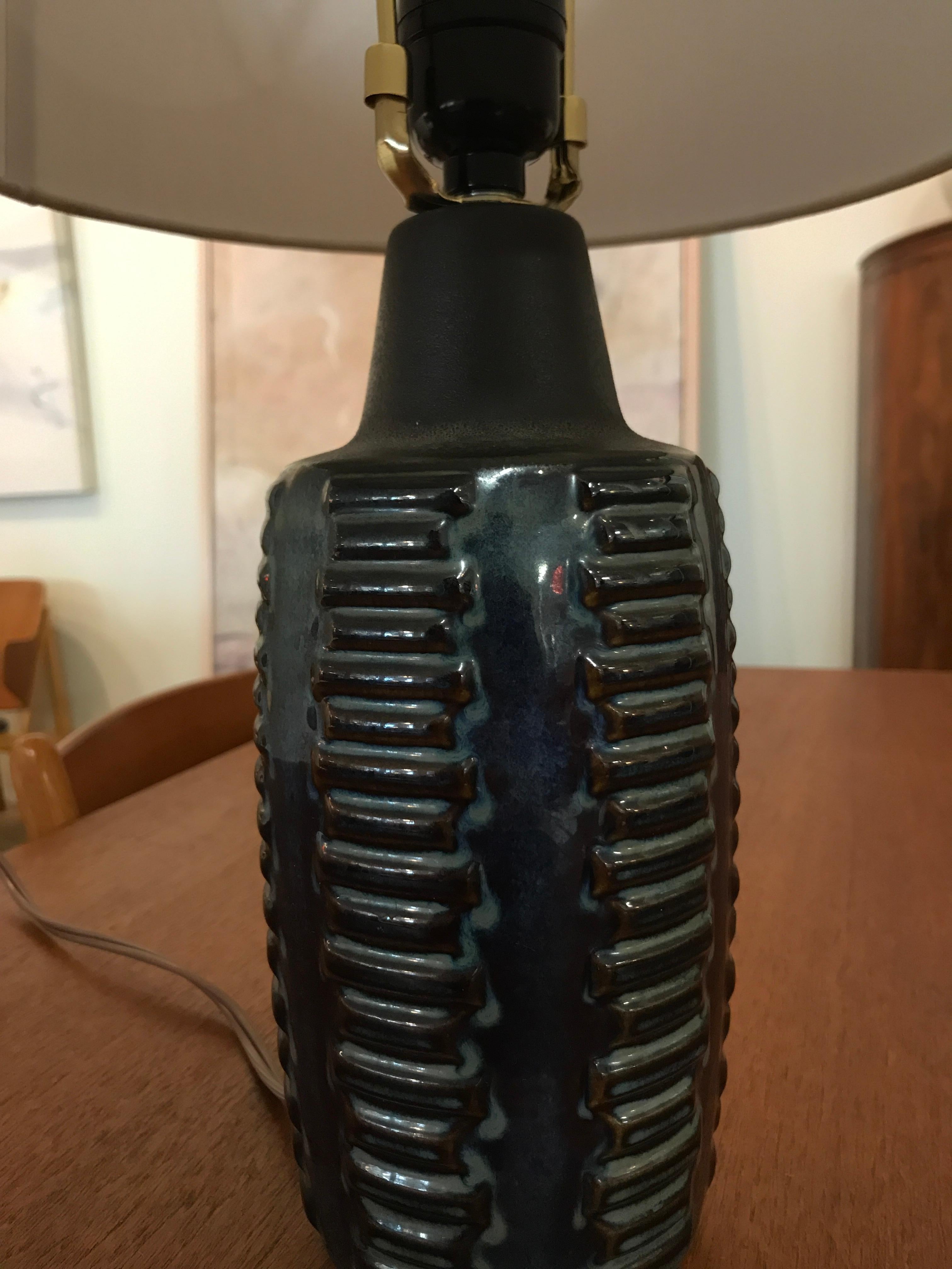 Danish Modern Large Stoneware Table Lamp In Excellent Condition In Minneapolis, MN