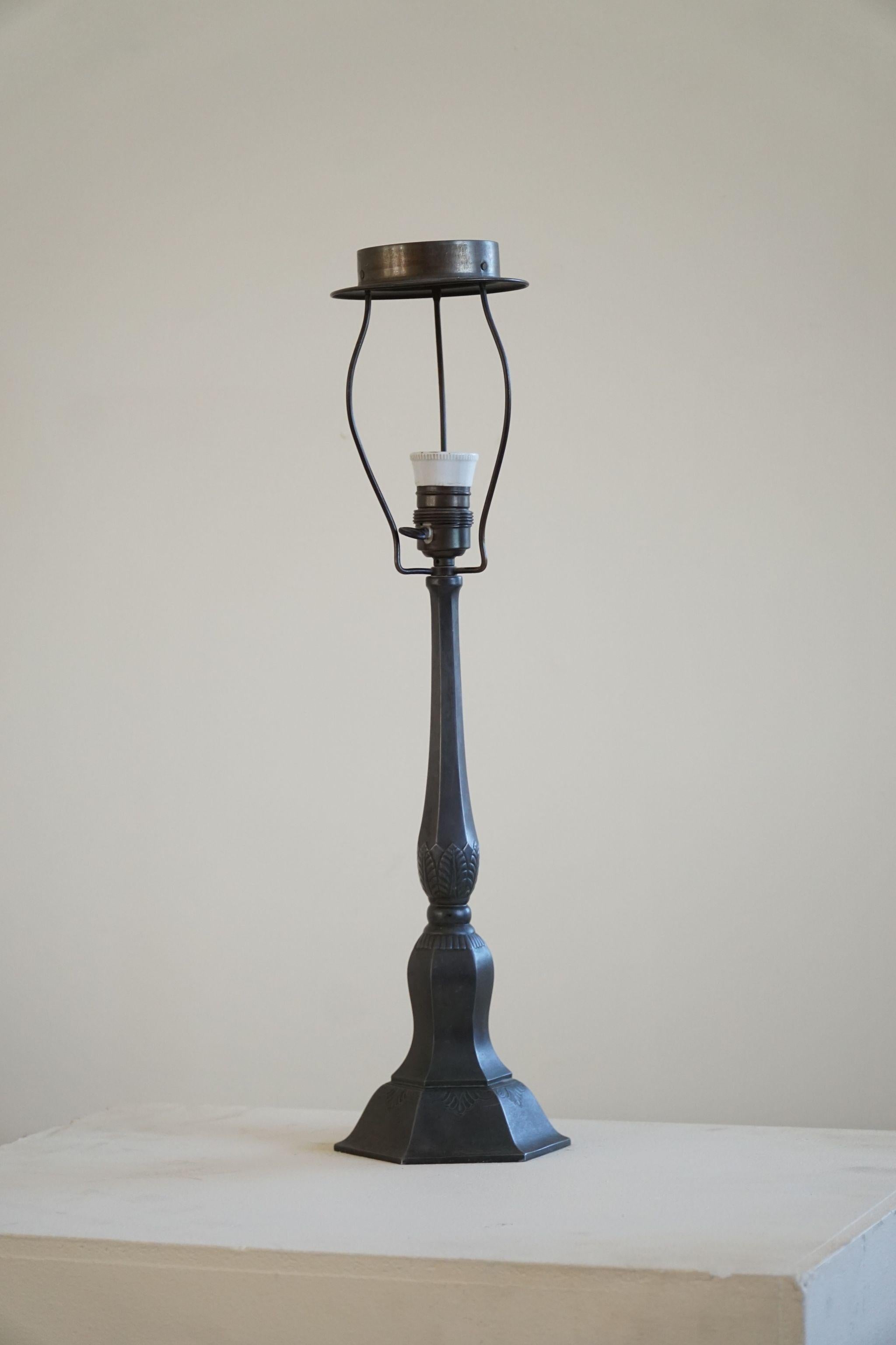 Early 20th Century Danish Modern Large Table Lamp from Just Andersen in Diskometal, 1920s