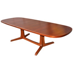 Danish Modern Large Teak 1960s Oval Two-Leaf Dining Table by NO Moller for Gudme