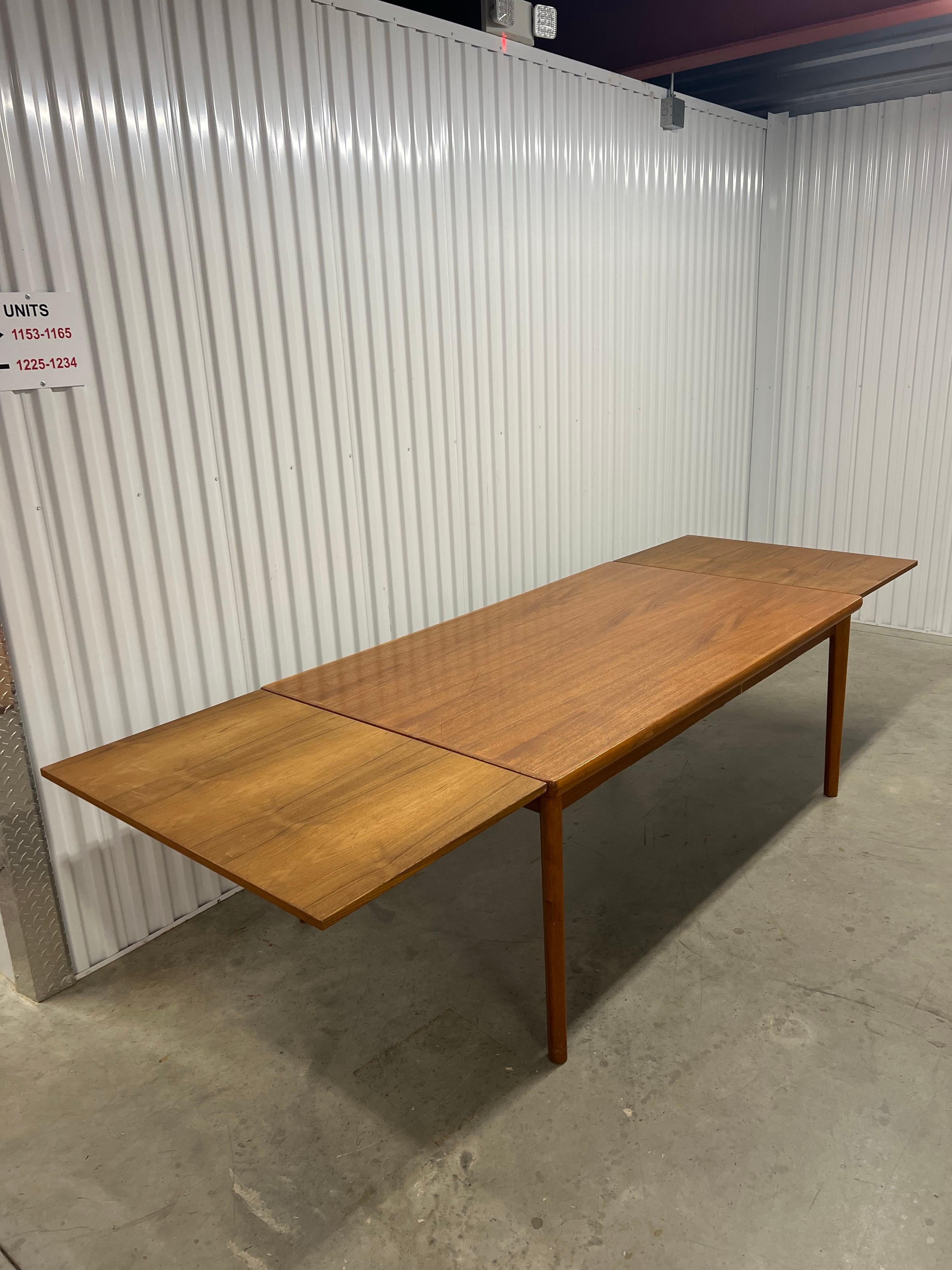 Danish Modern Large Teak Extendable Dining Table 2