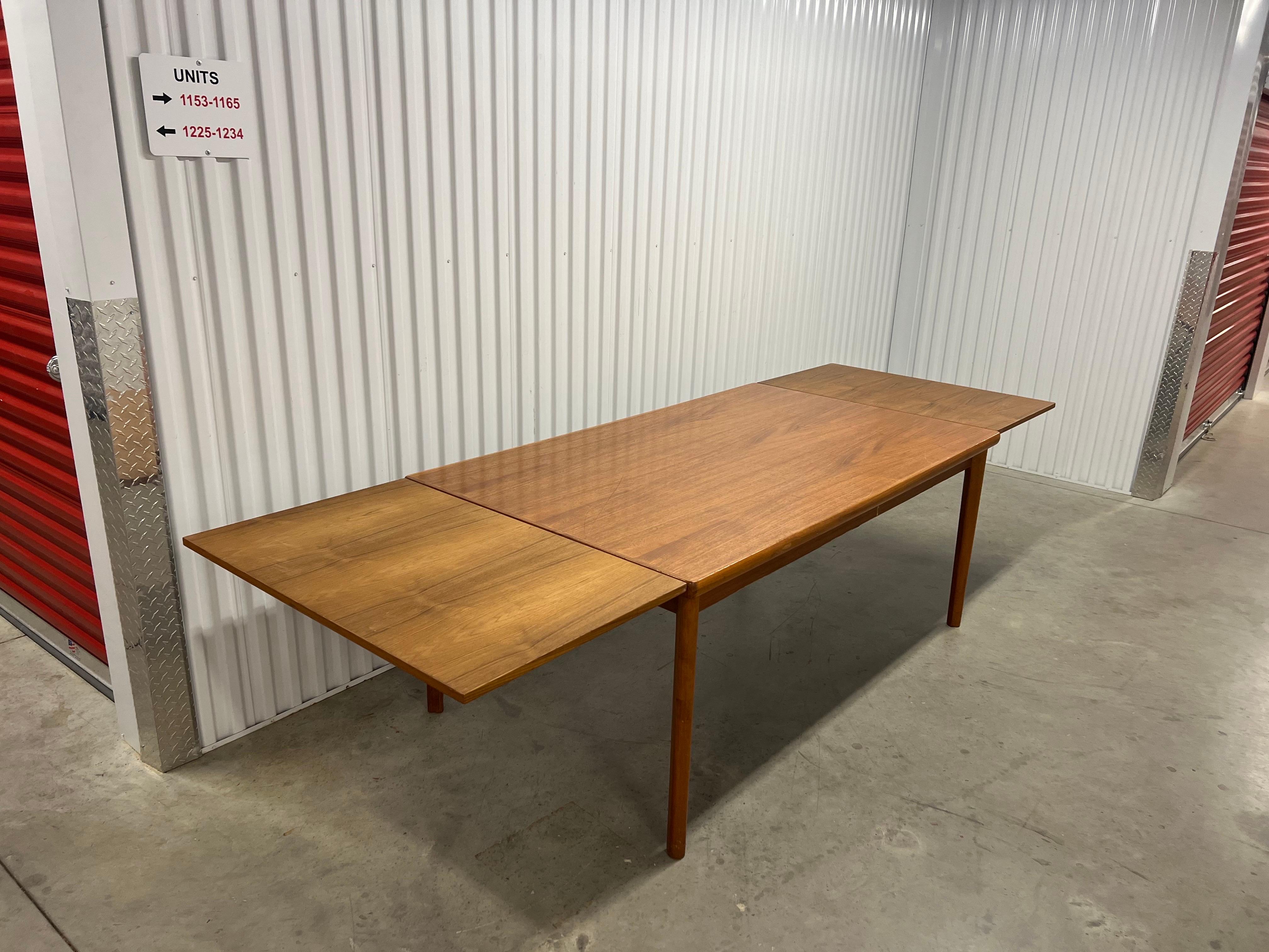 Danish Modern Large Teak Extendable Dining Table 4