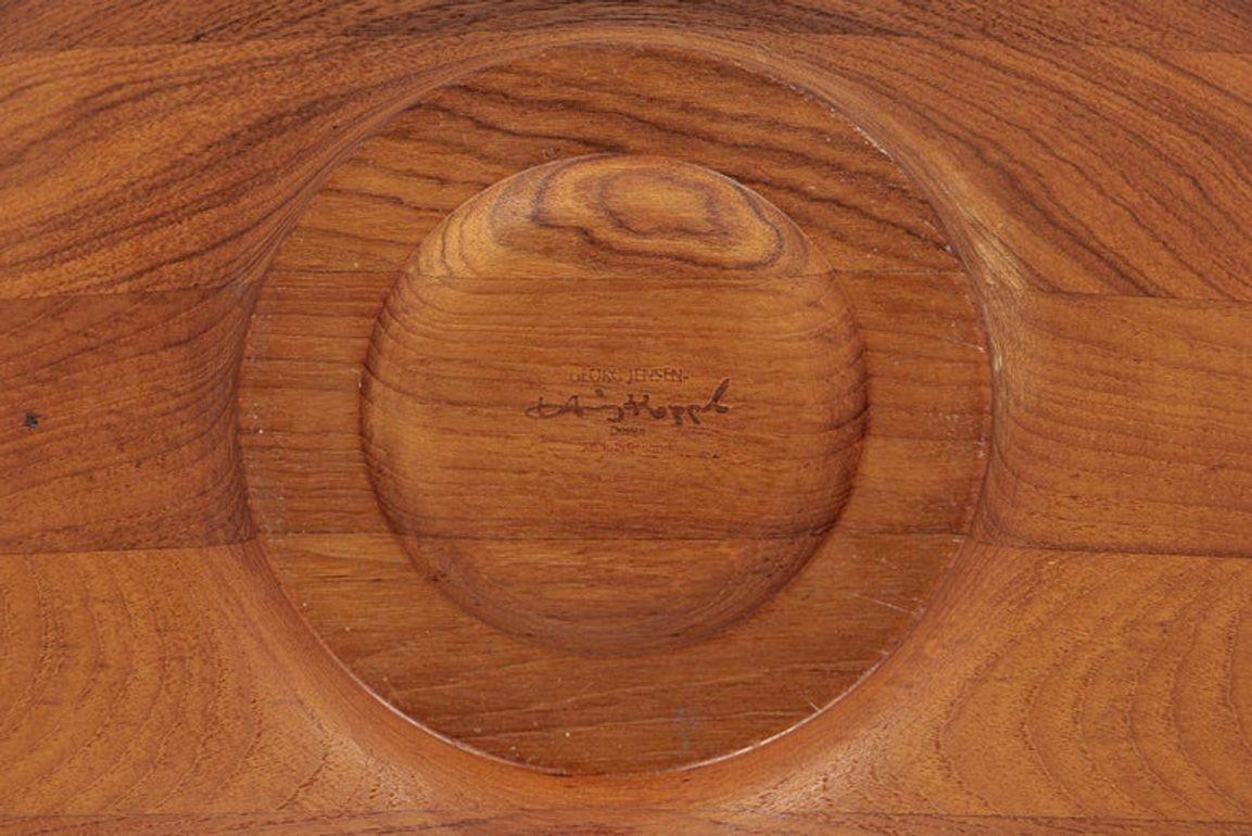 Danish Modern Large Teak Wood Bowl by Henning Koppel for Georg Jensen, 1960s For Sale 4