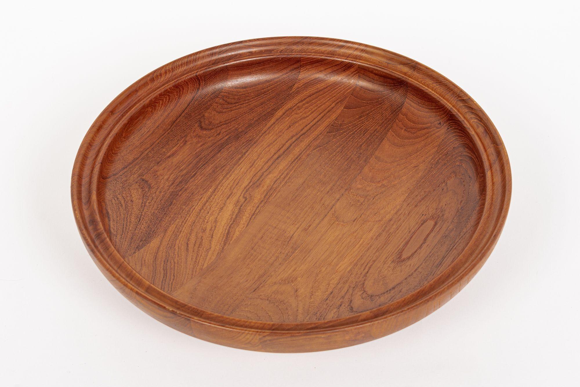 Danish Modern Large Teak Wood Bowl by Henning Koppel for Georg Jensen For Sale 1