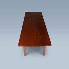 Danish modern larger teak coffee table with contrasting birch details