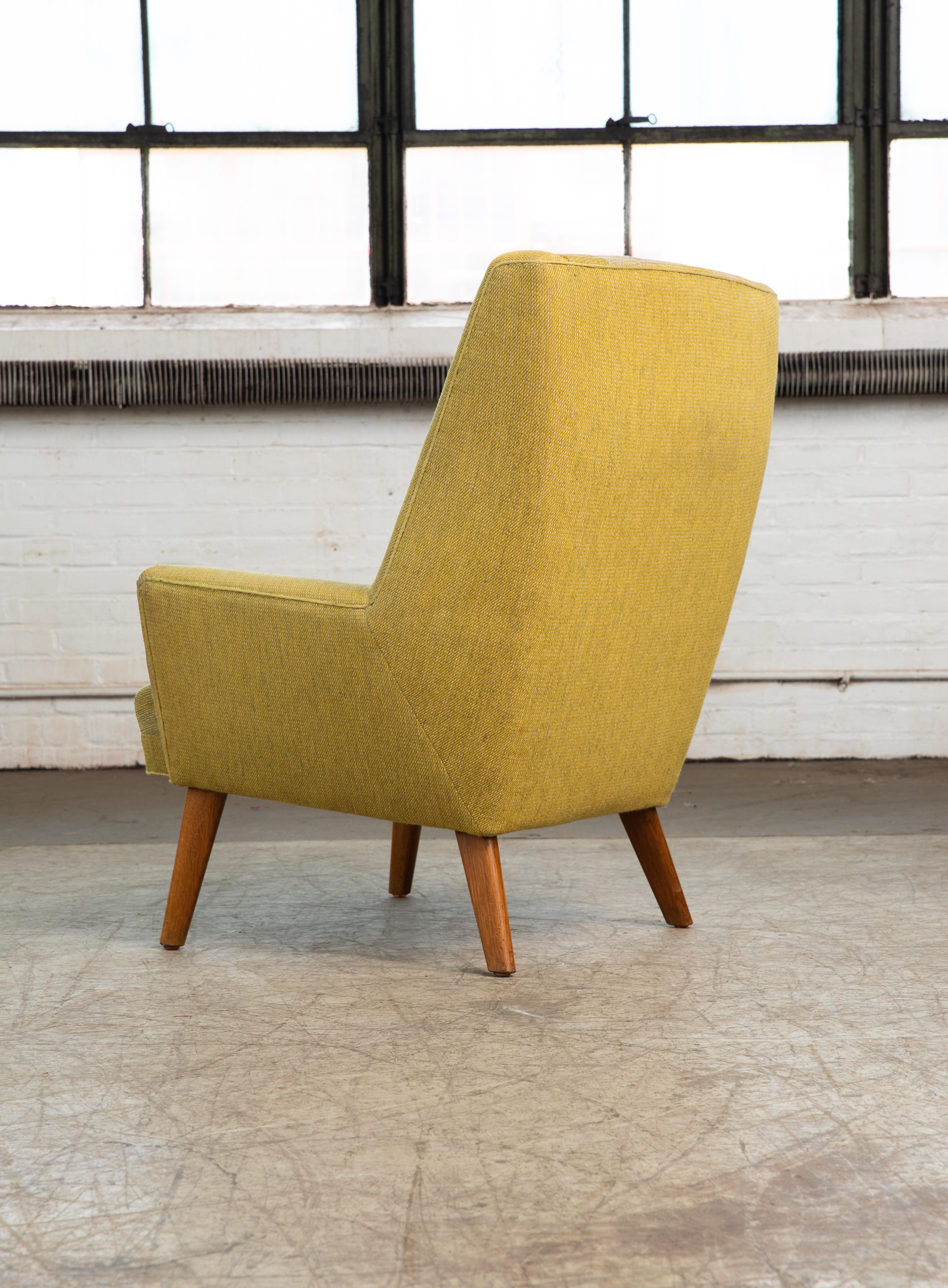 Wool Danish Modern Late 1950's Lounge Chair 