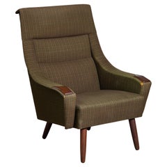 Danish Modern Late 1950's Lounge Chair with Teak Accent on Armrests