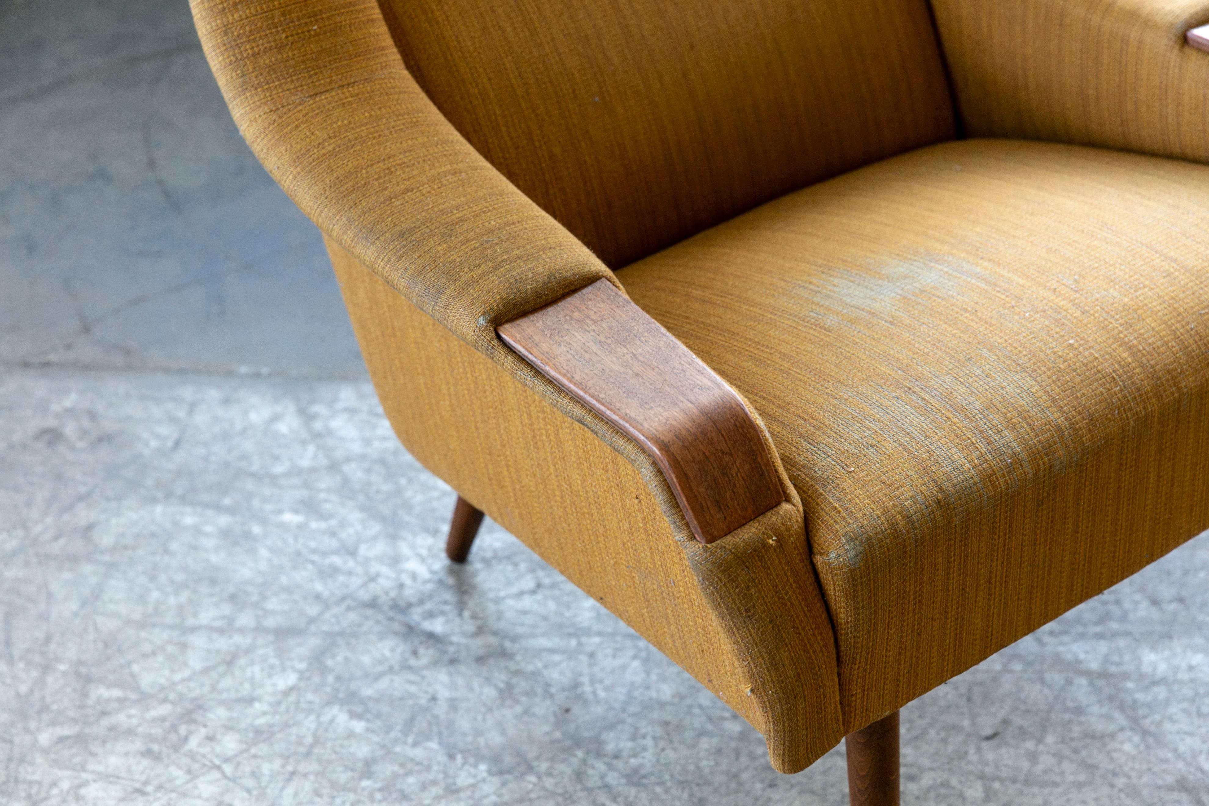 Lana Sedia da salotto danese moderna della fine degli anni '50 con accenti in teak in vendita