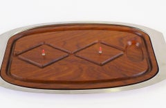 Danish Modern Lauffer Carving Board in Teak and Stainless Steel Denmark, 1970s