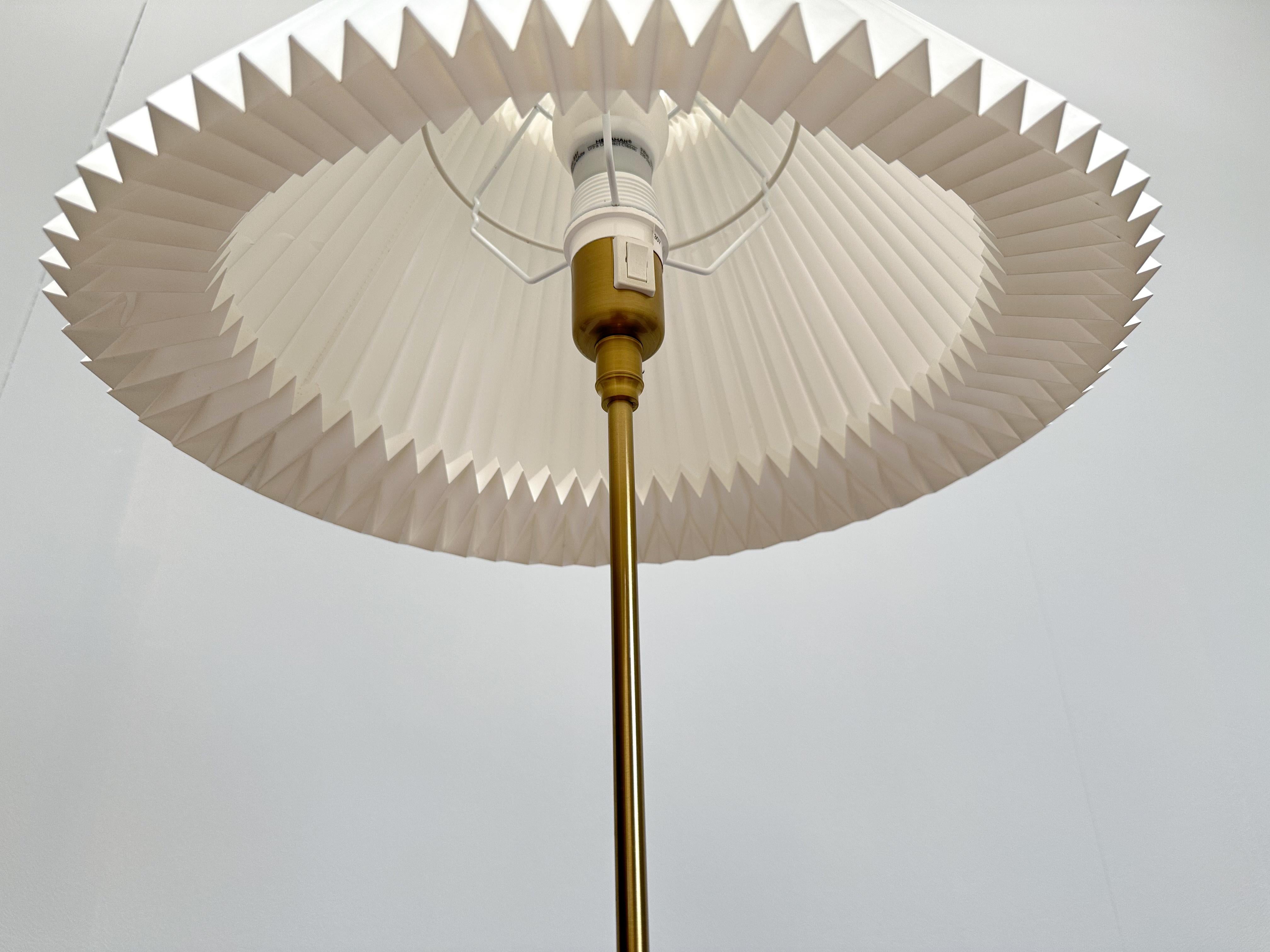 Danish Modern Le Klint 307 Table Lamp: Brass & Pleated Plastic Shade For Sale 1
