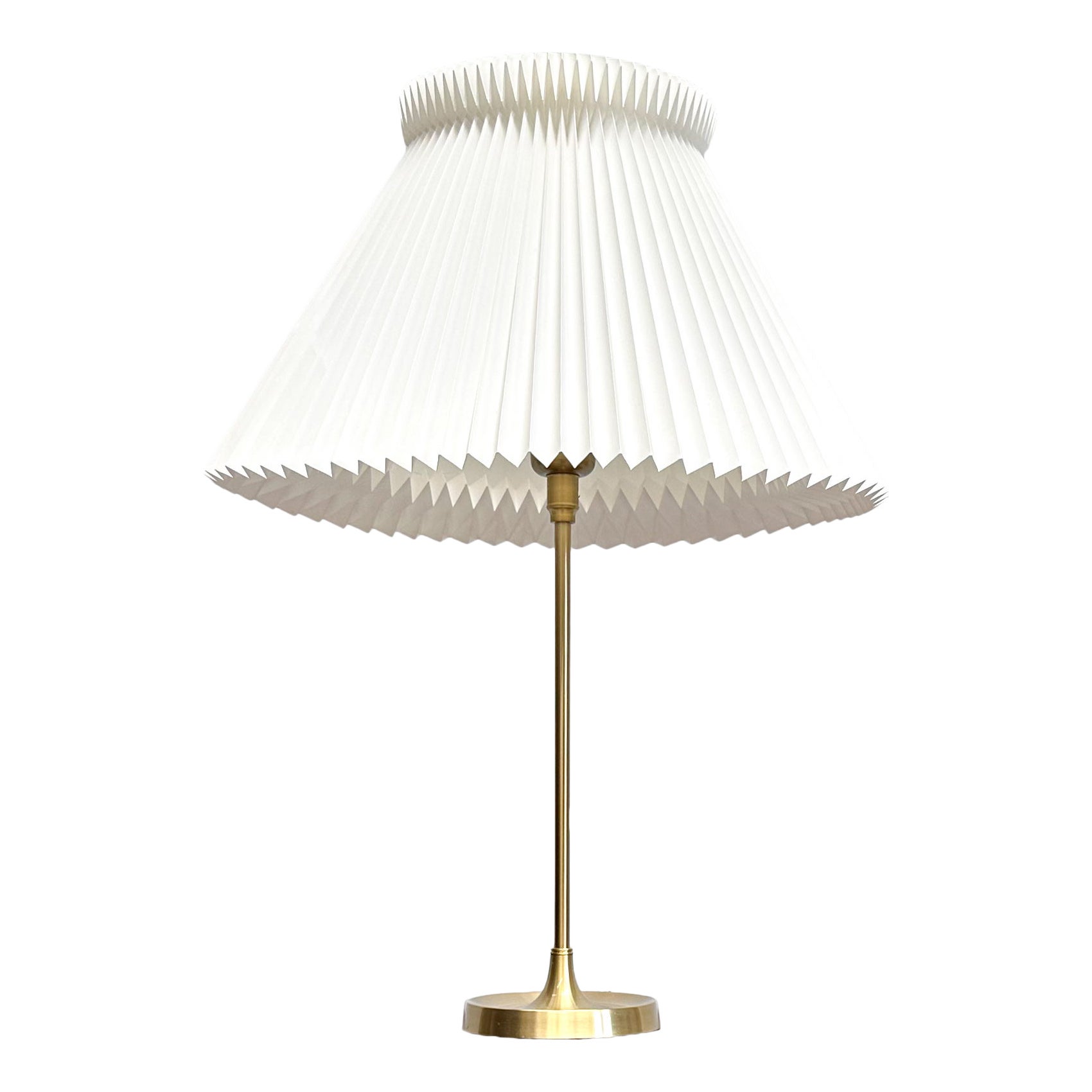 Danish Modern Le Klint 307 Table Lamp: Brass & Pleated Plastic Shade For Sale