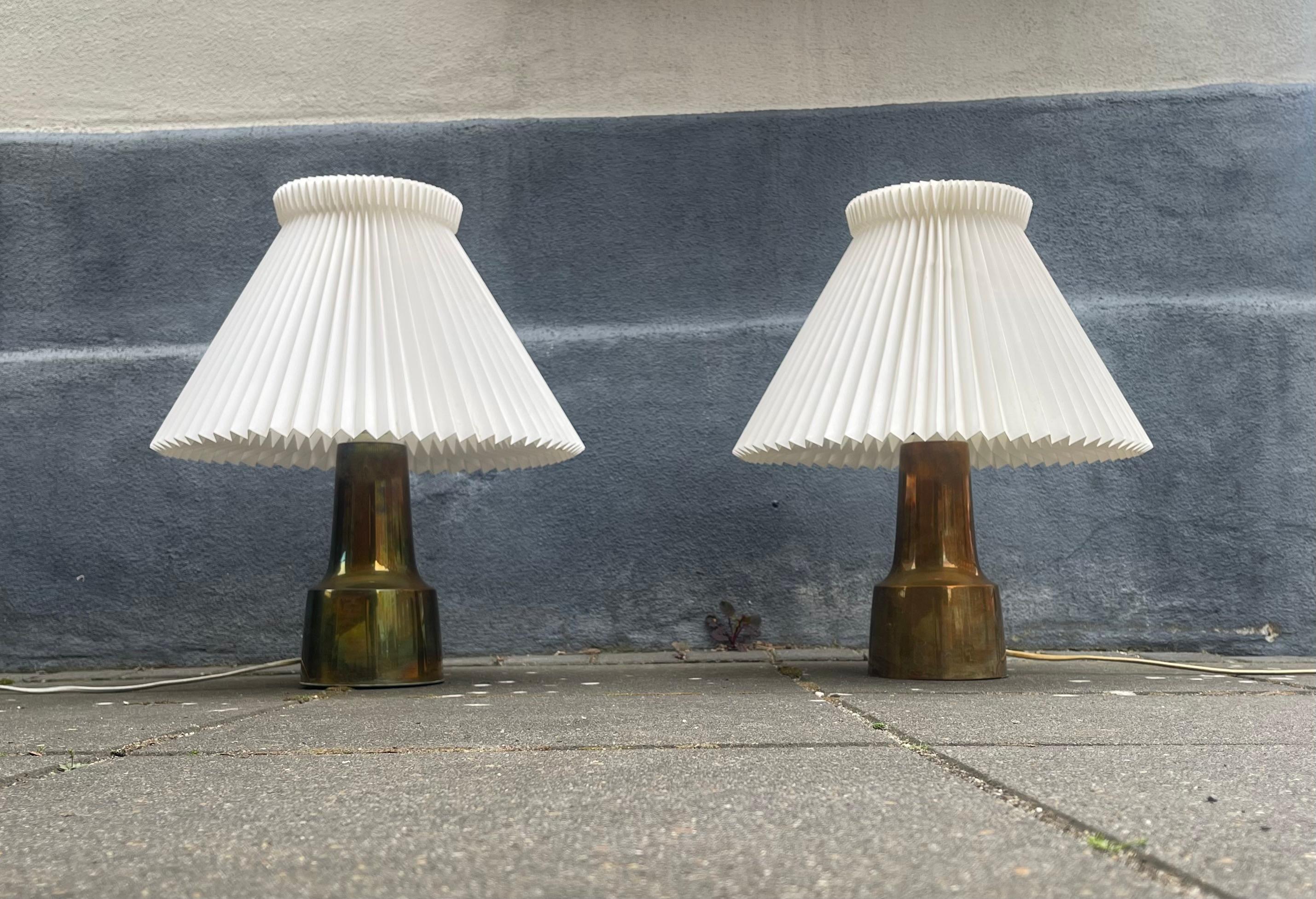 Danish Modern Le Klint & Hans Bunde Brass Table Lamps for Carl M. Cohr 3