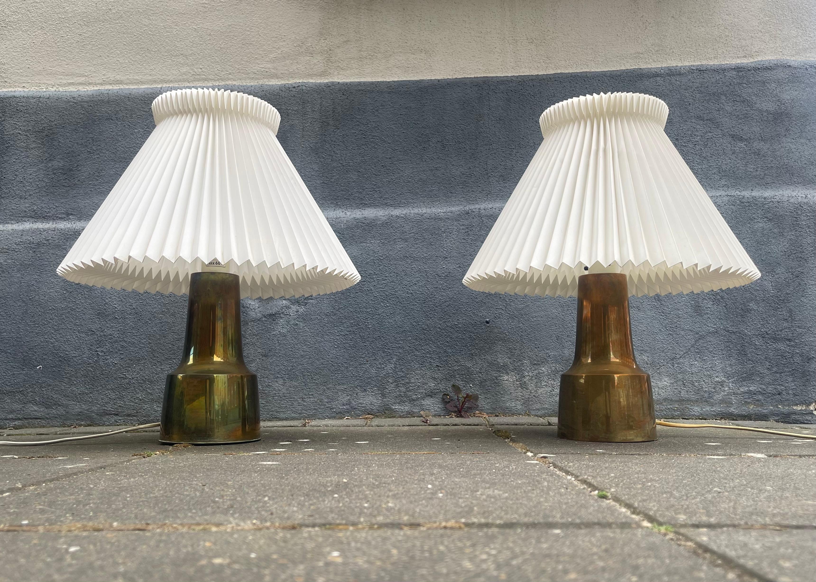 Danish Modern Le Klint & Hans Bunde Brass Table Lamps for Carl M. Cohr 4