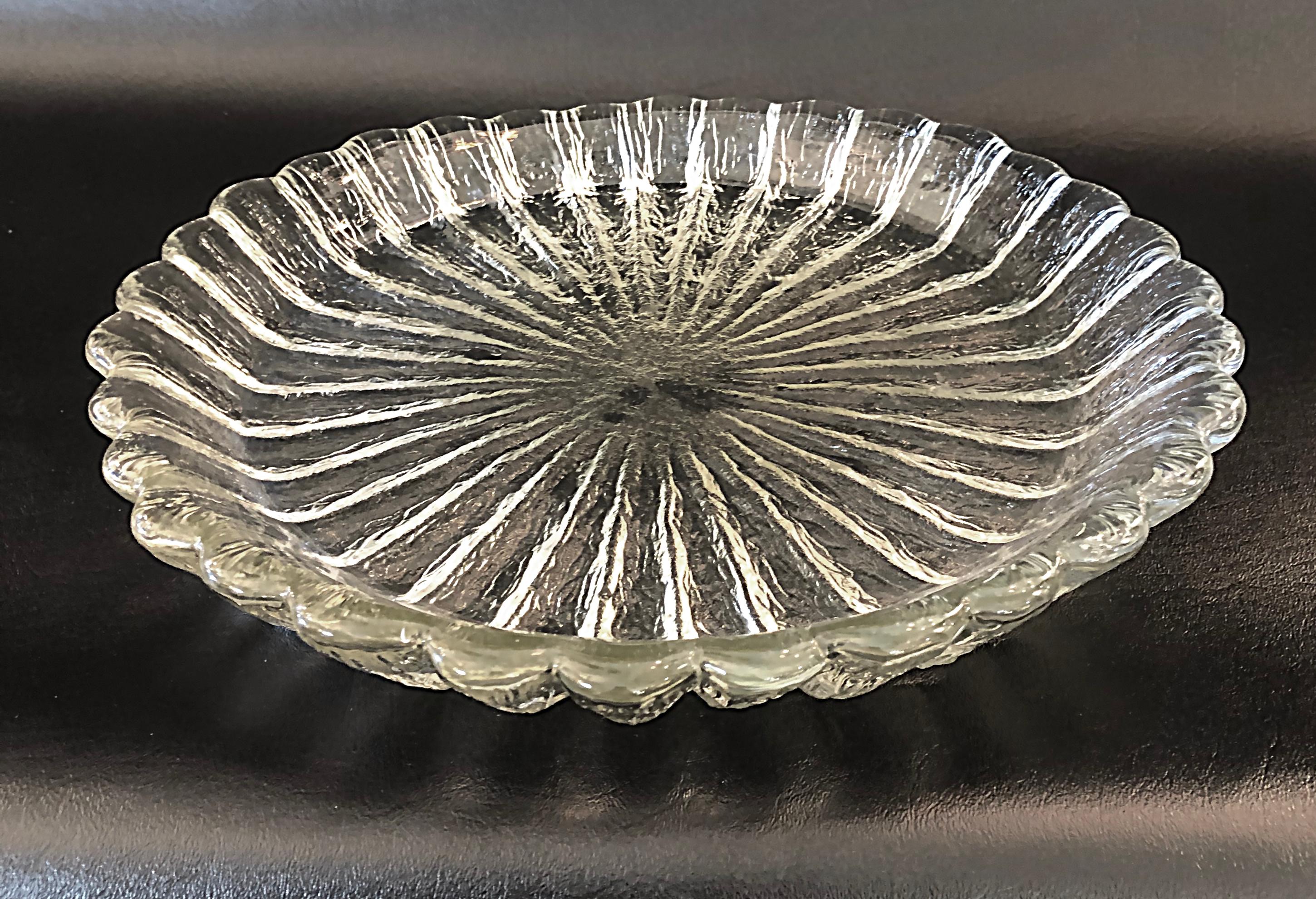 Danish Modern Lead Crystal Centerpiece Bowl by Sidse Werner for Holmegaard Glass In Good Condition For Sale In Miami, FL