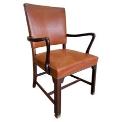Danish Modern Leather Armchair in the Style of Fritz Hansen