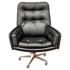 Used Danish Modern Leather Excecutive Swivel Armchair in Leather
