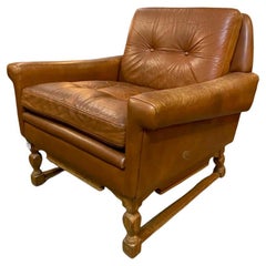 Danish Modern Leather Lounge Chair by Henning Kjaernulf, Circa 1960s