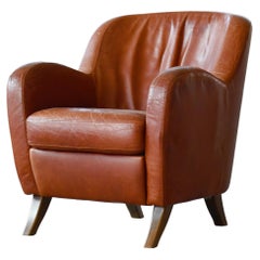 Danish Modern Leather Lounge Chair in the style of Berga Mobler 