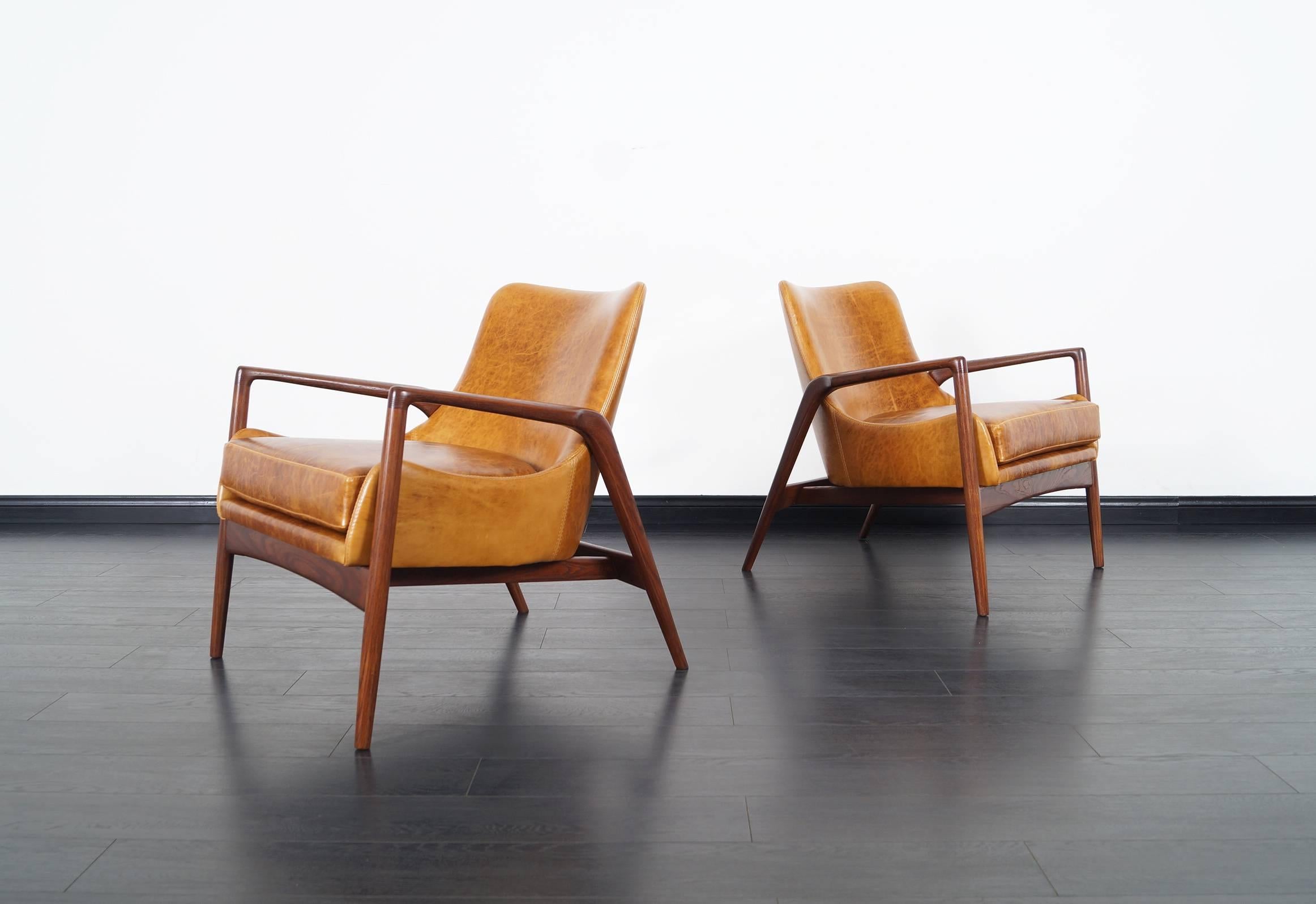 Scandinavian Modern Danish Modern Leather Lounge Chairs by Ib Kofod Larsen