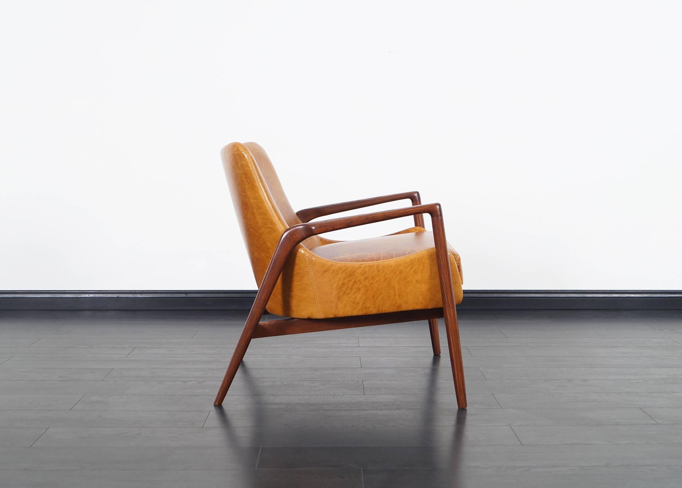 Danish Modern Leather Lounge Chairs by Ib Kofod Larsen 3
