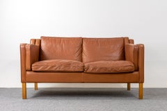 Danish Modern Leather Loveseat by Stouby