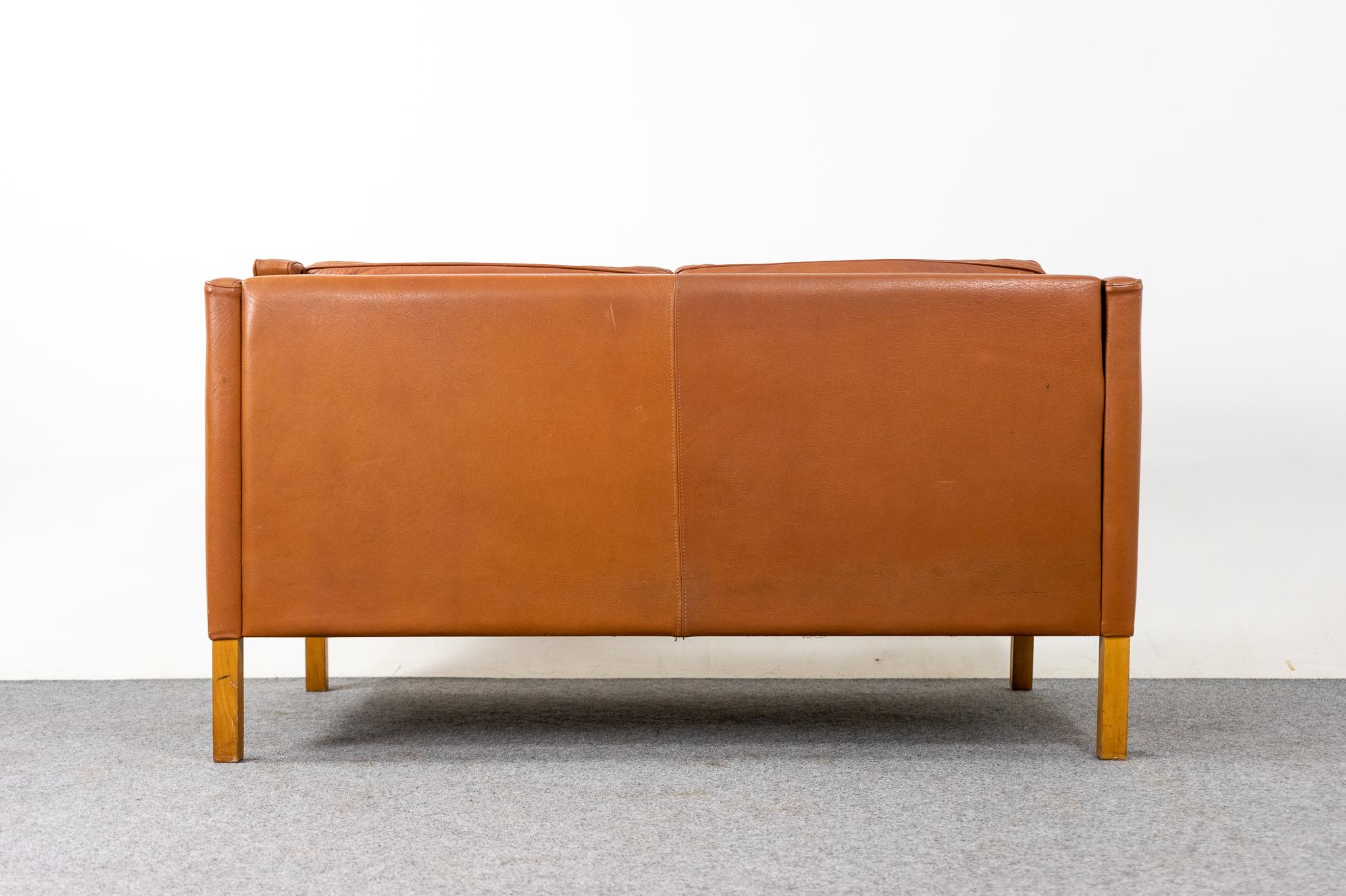 Danish Modern Leather Loveseat by Stouby For Sale 3
