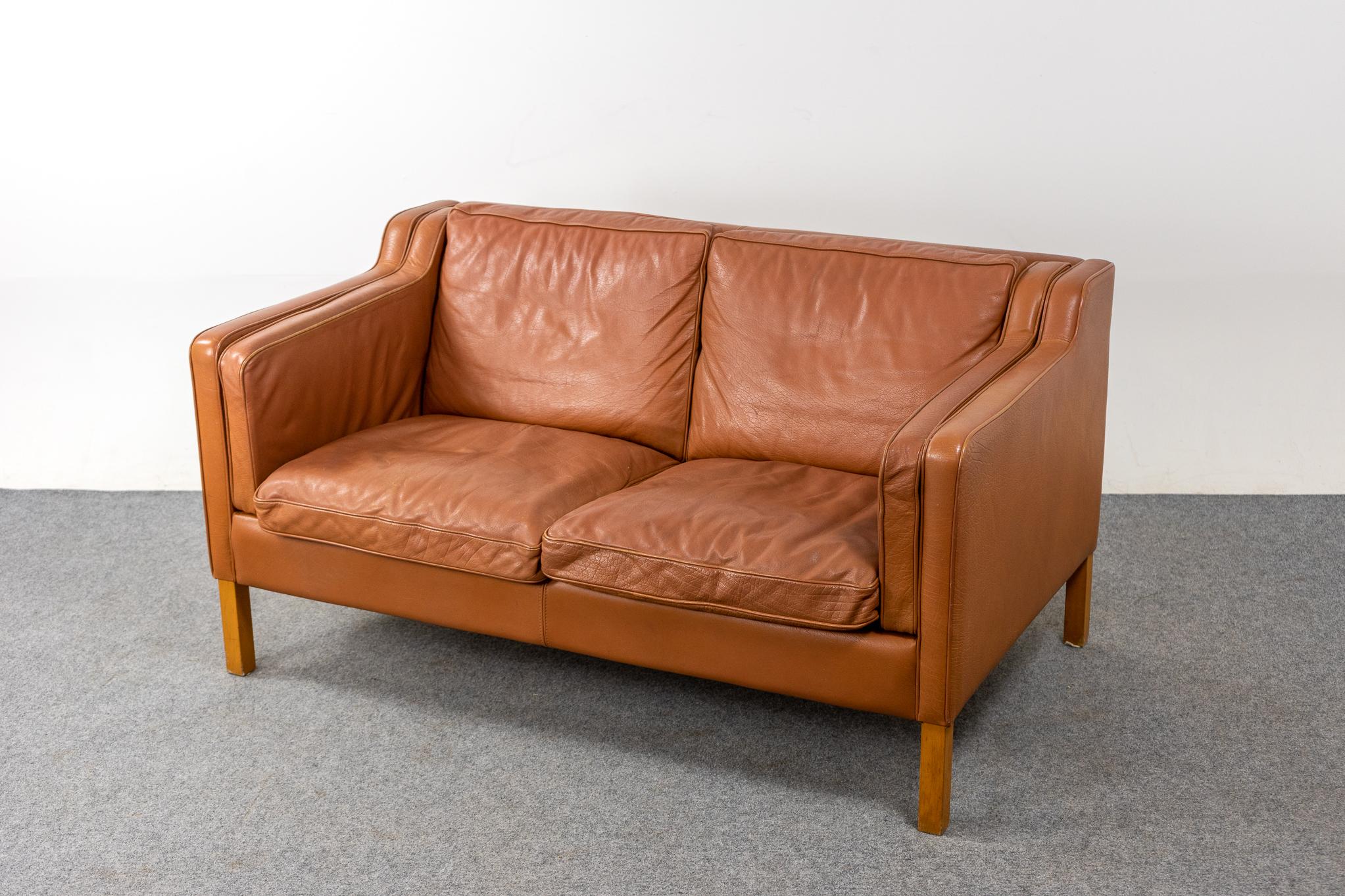 Danish Modern Leather Loveseat by Stouby For Sale 3