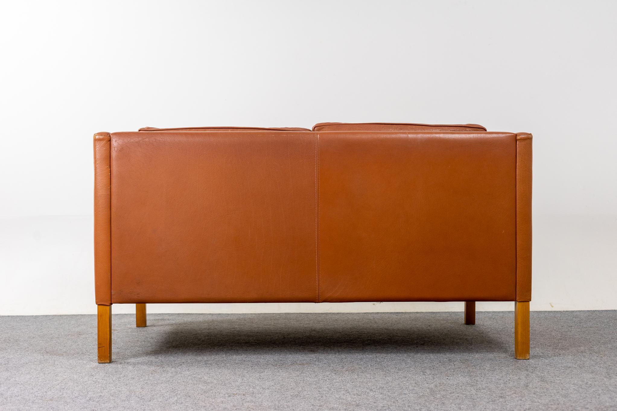 Danish Modern Leather Loveseat by Stouby For Sale 4