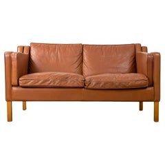 Danish Modern Leather Loveseat by Stouby