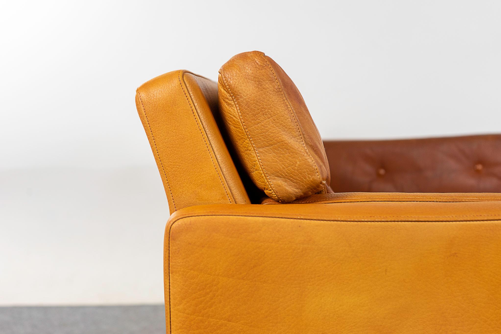 Danish Modern Leather Loveseat For Sale 6