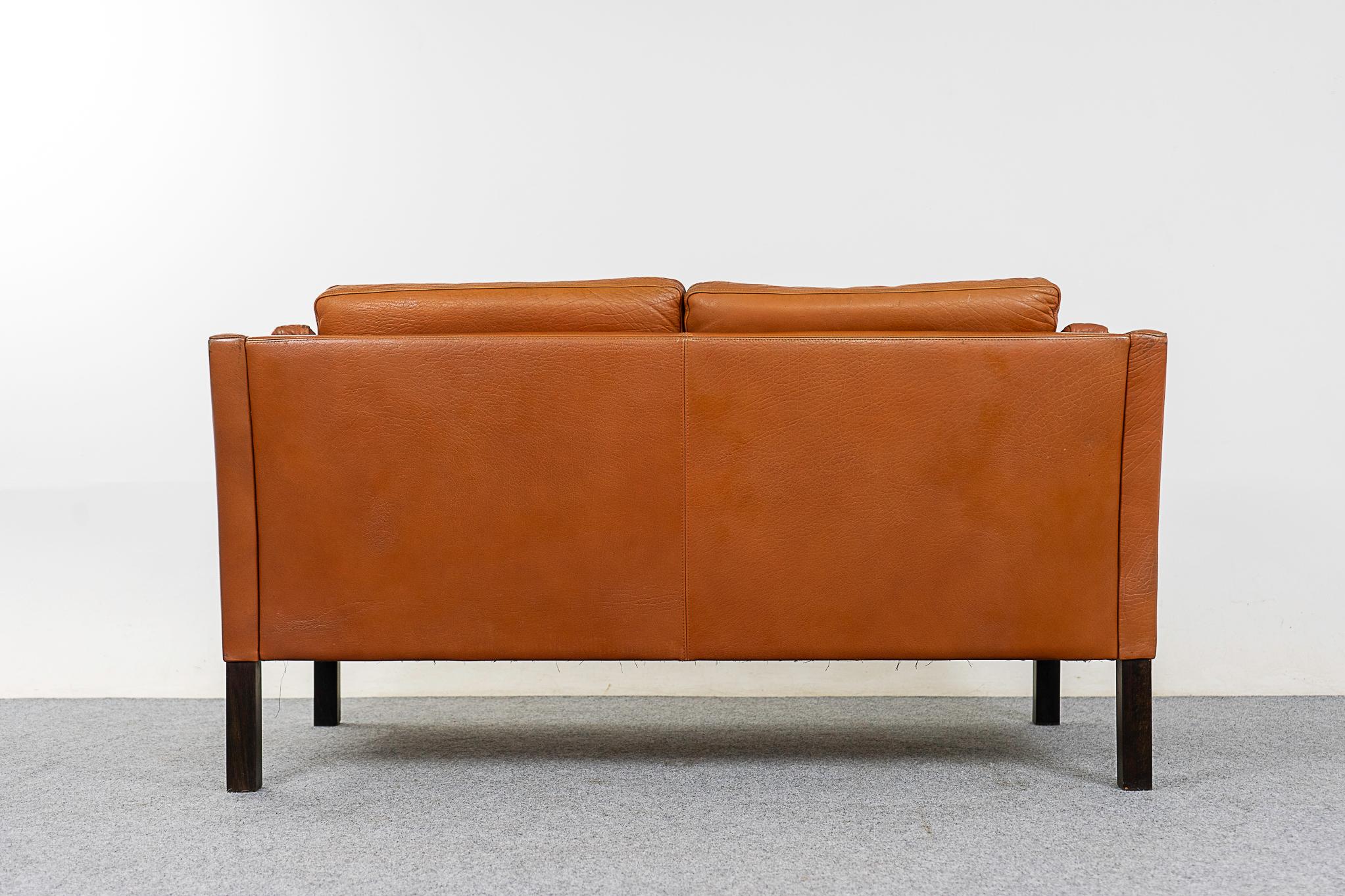 Danish Modern Leather Loveseat For Sale 5