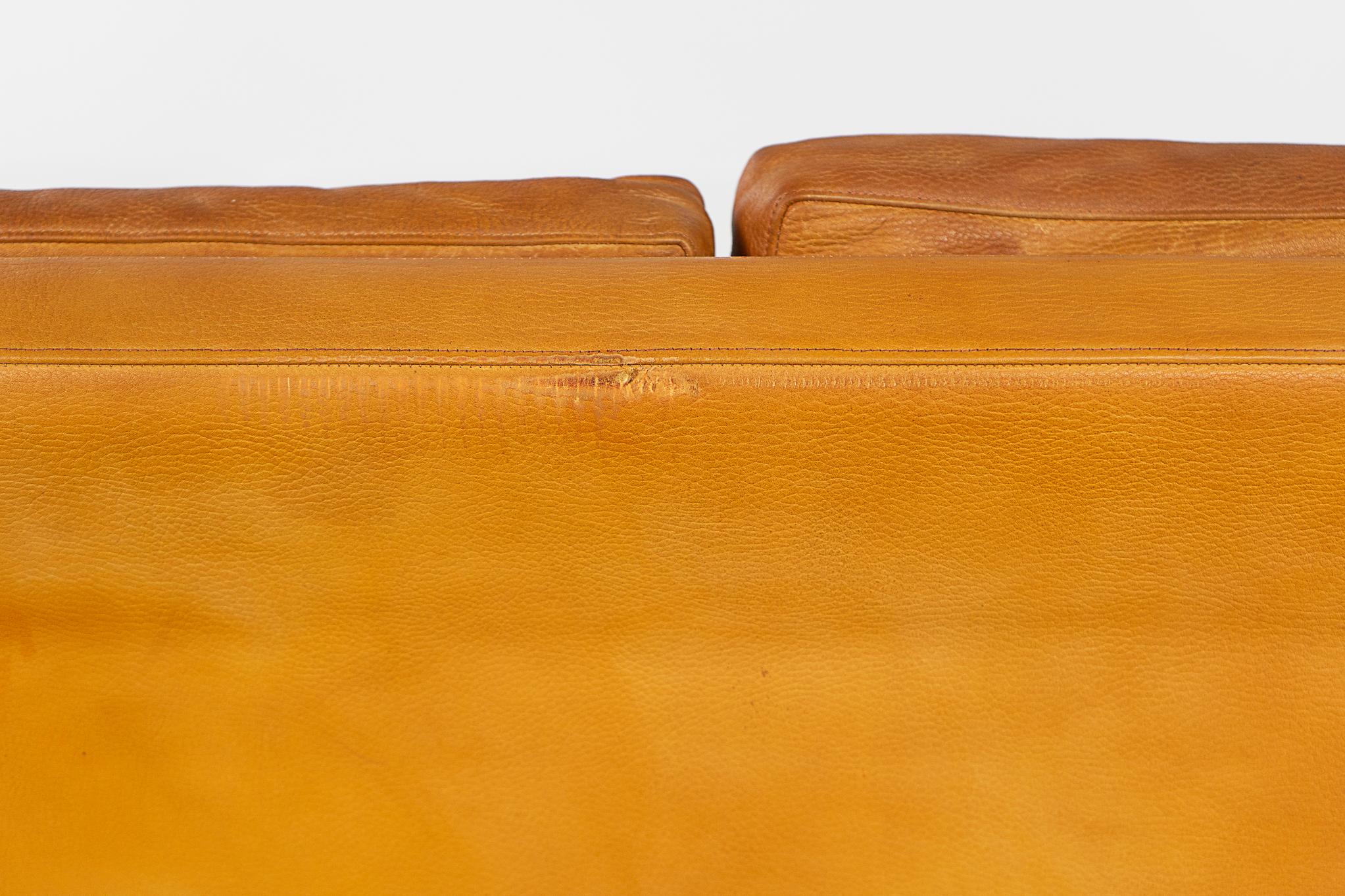 Danish Modern Leather Loveseat For Sale 8