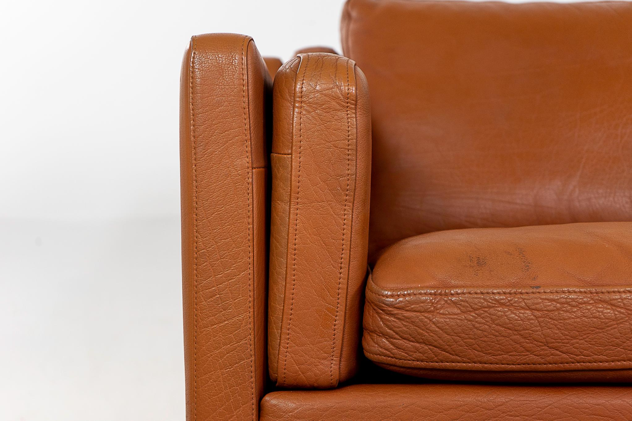 Scandinavian Modern Danish Modern Leather Loveseat For Sale