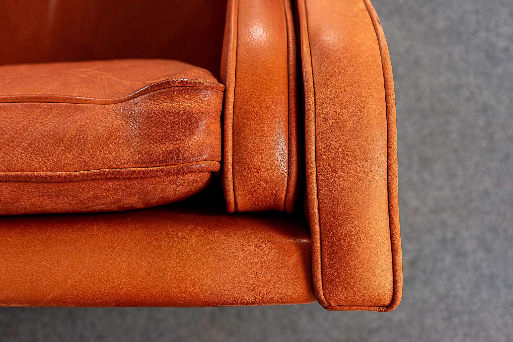 Mid-20th Century Danish Modern Leather Loveseat For Sale