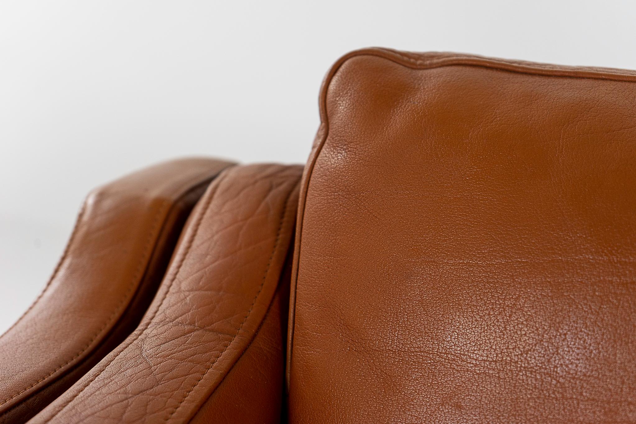 Mid-20th Century Danish Modern Leather Loveseat For Sale