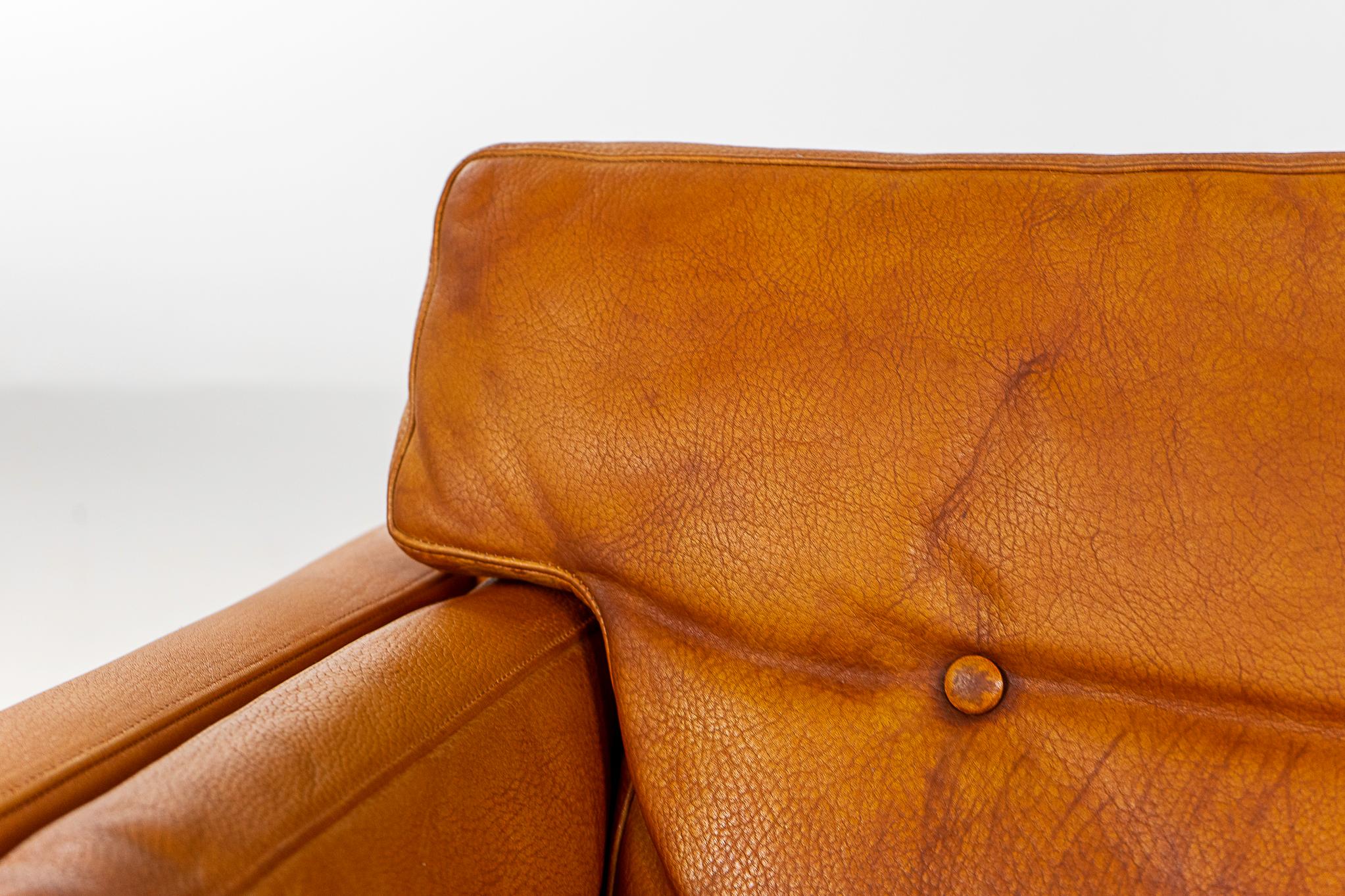 Danish Modern Leather Loveseat For Sale 2