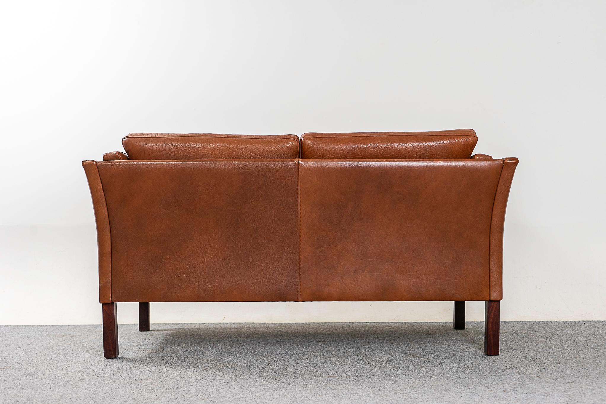 Danish Modern Leather Loveseat For Sale 3