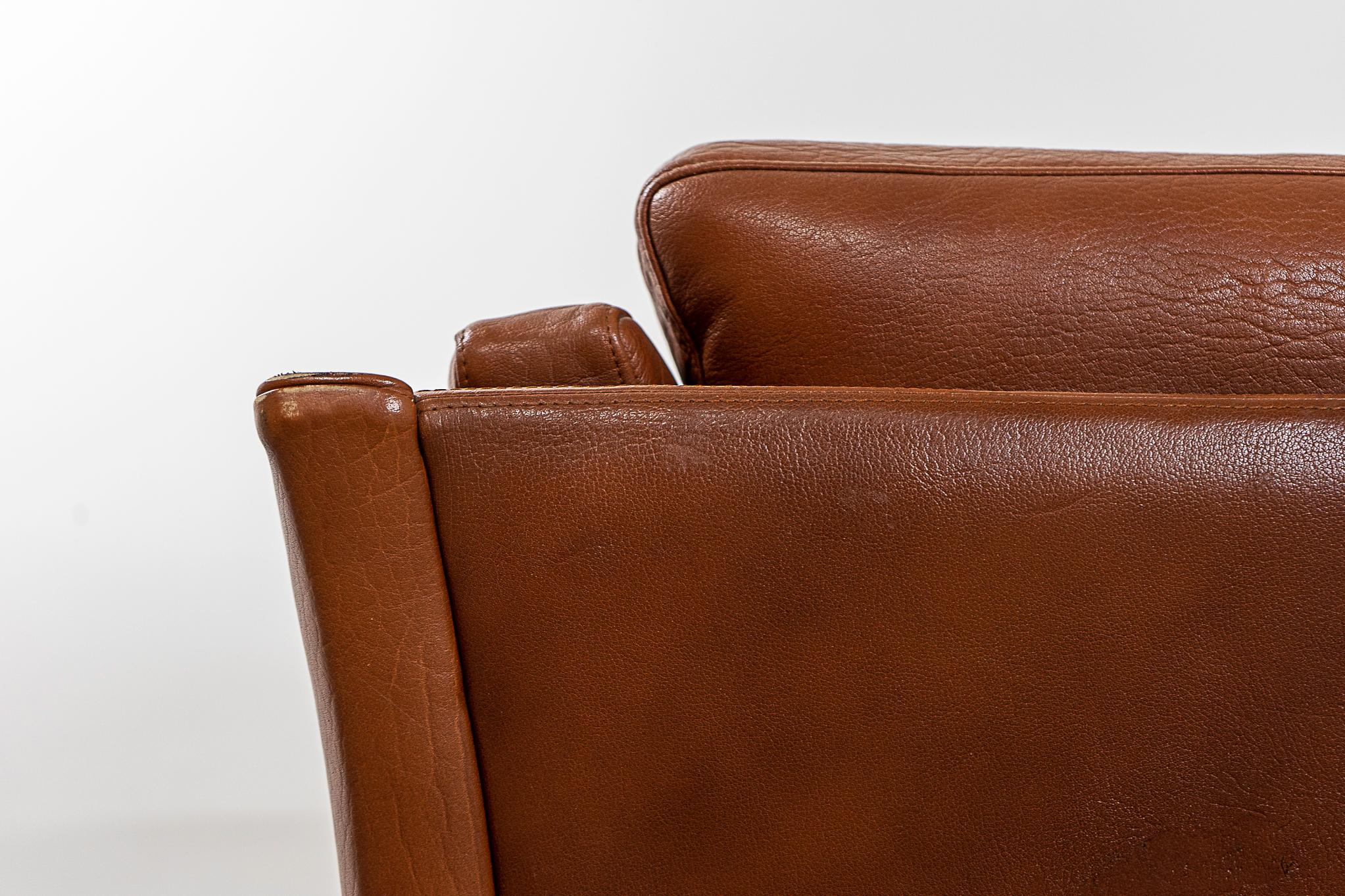 Danish Modern Leather Loveseat For Sale 4