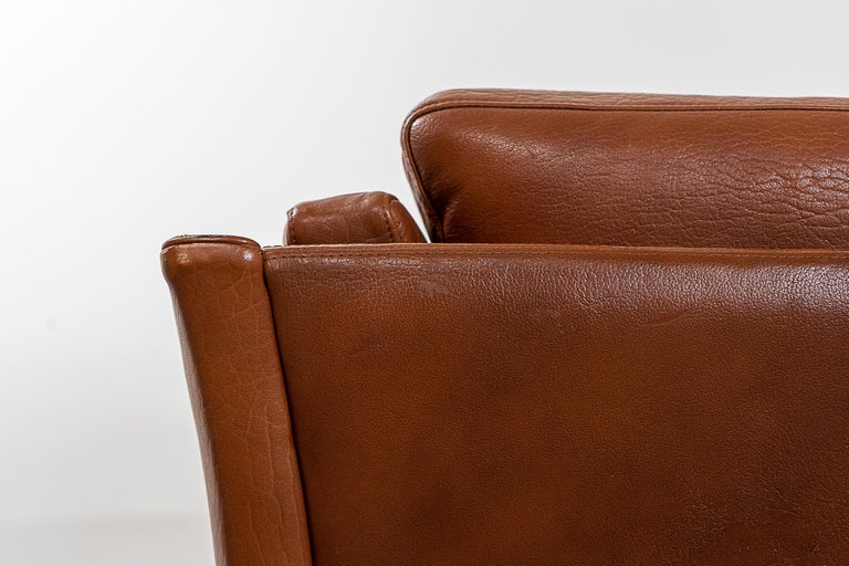 Danish Modern Leather Loveseat For Sale at 1stDibs