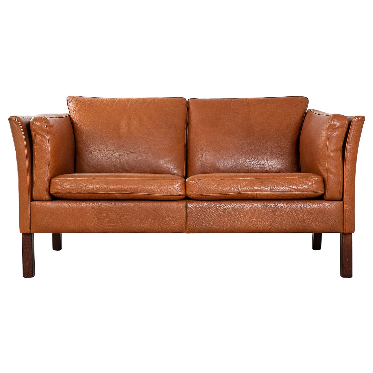 Danish Modern Leather Loveseat