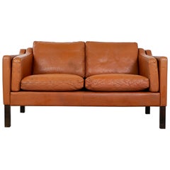 Danish Modern Leather Loveseat