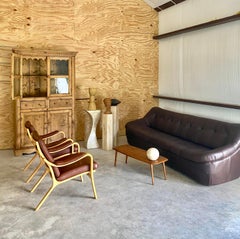 Danish Modern Leather Pair Bentwood Lounge Chairs (After Børge Mogensen)