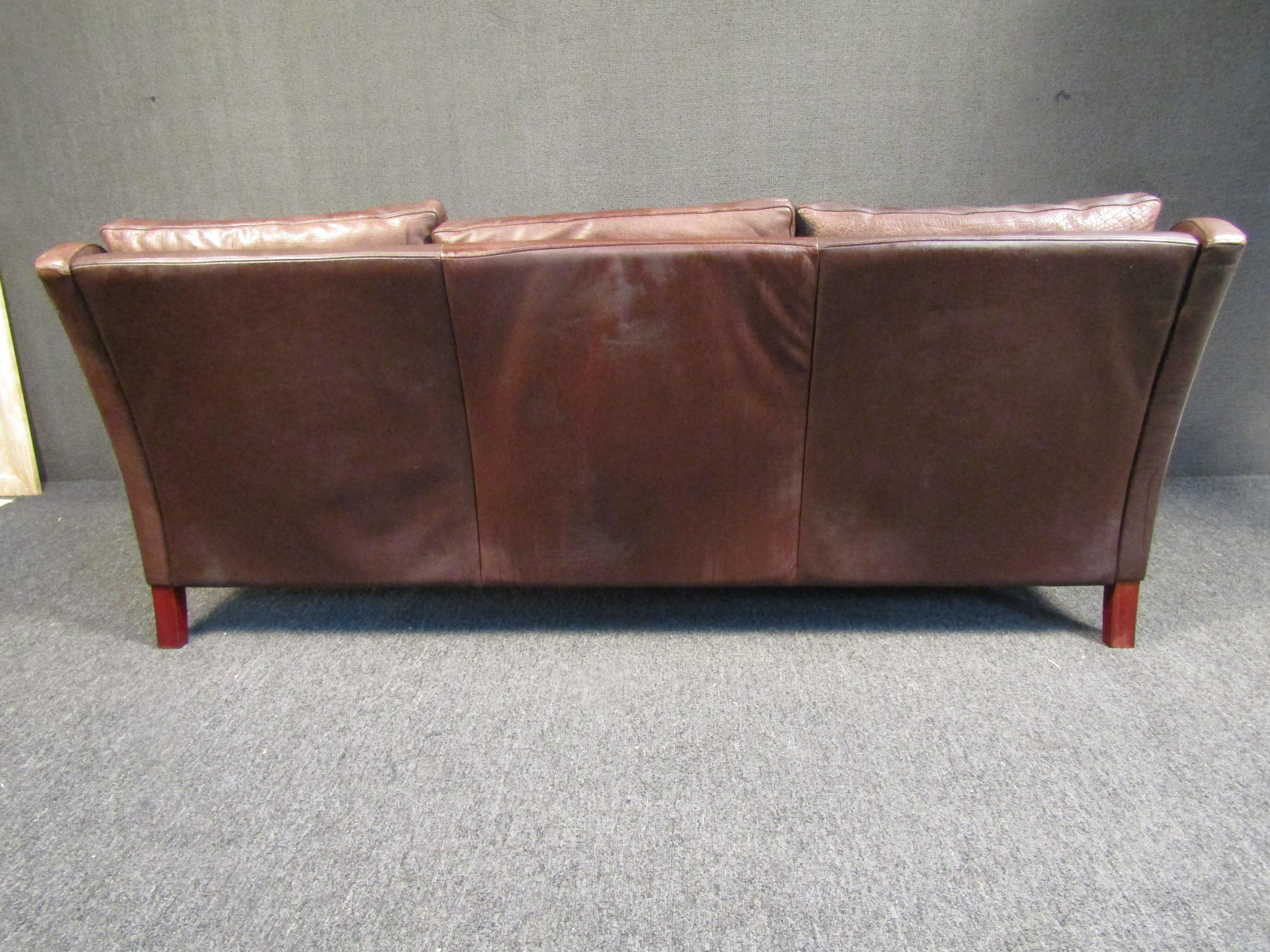 Danish Modern Leather Sofa 6