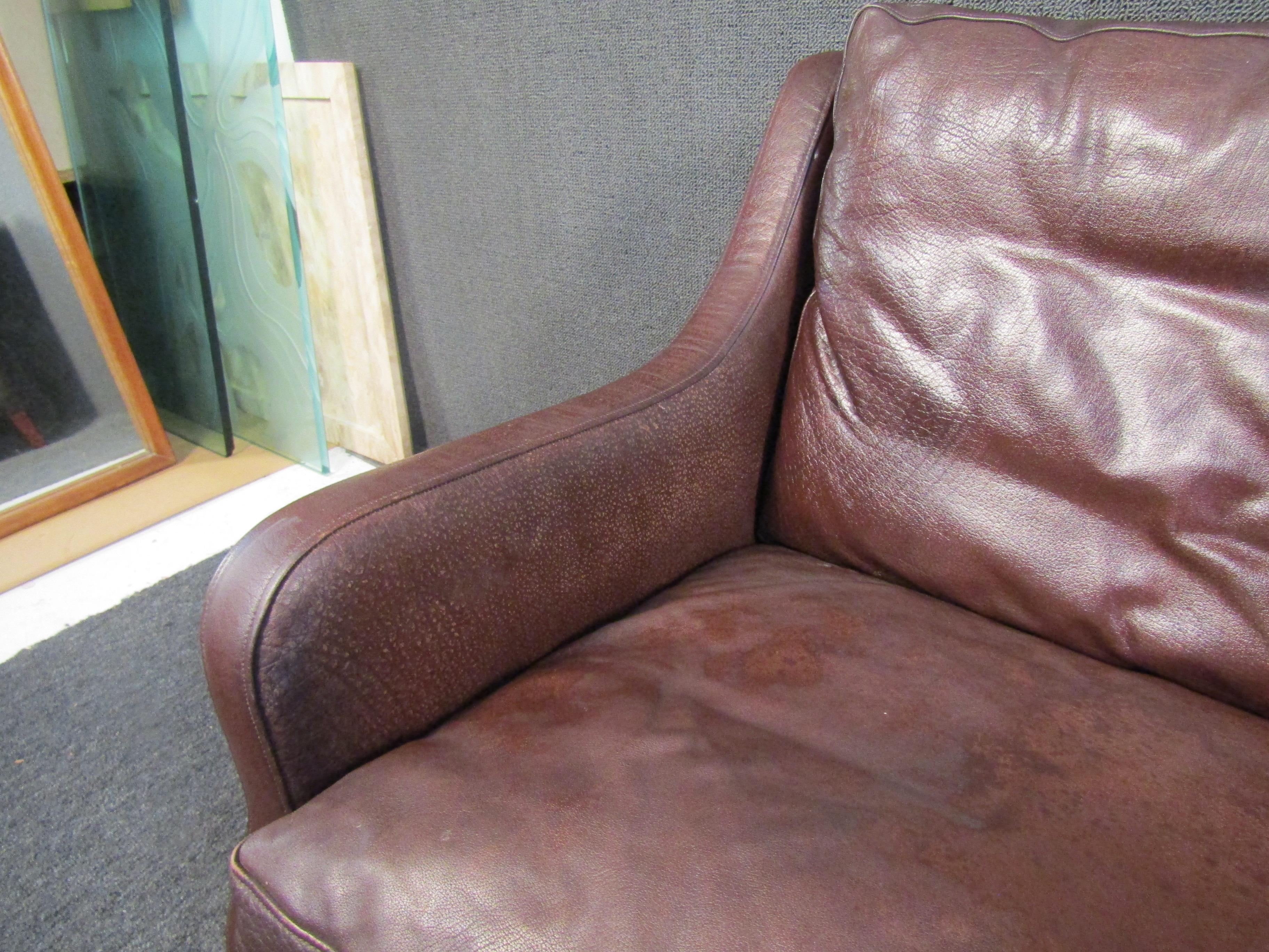 Danish Modern Leather Sofa 3