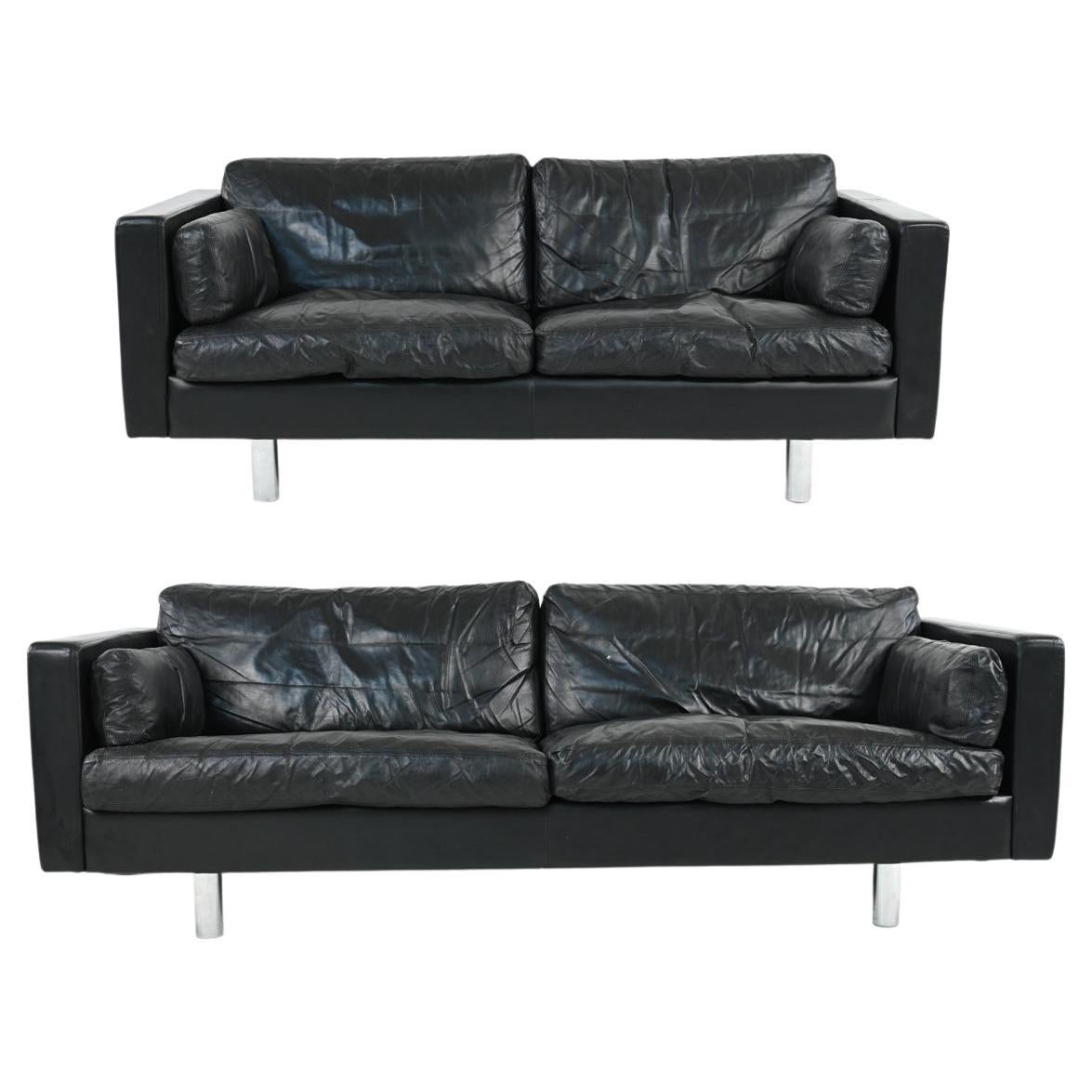 Danish Modern Leather Sofa Suite by Erik Jørgensen for Friis Møbler