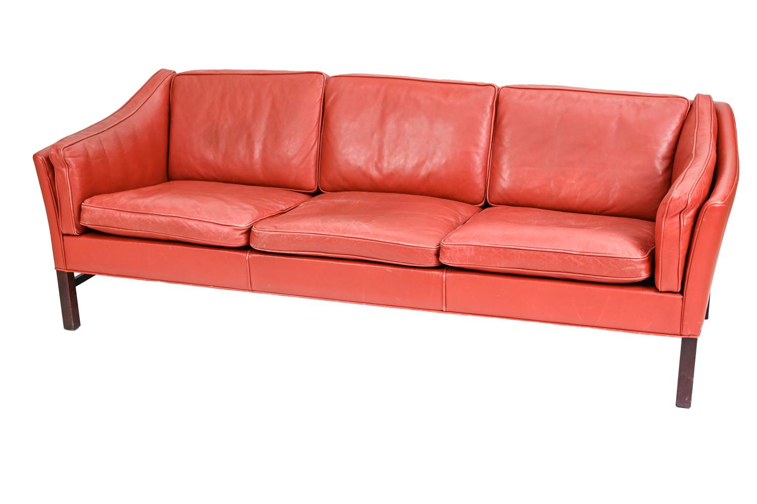 Danish Modern Leather Sofa Suite by Grant Mobelfabrik, c. 1970's In Fair Condition For Sale In Norwalk, CT